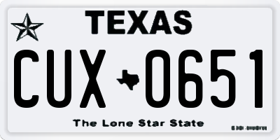 TX license plate CUX0651