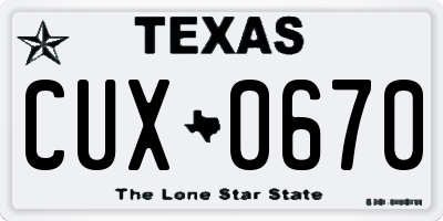 TX license plate CUX0670