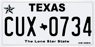 TX license plate CUX0734