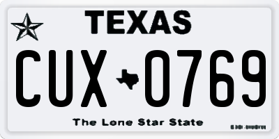 TX license plate CUX0769