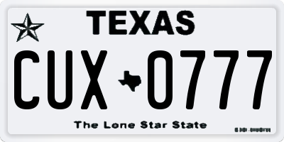 TX license plate CUX0777