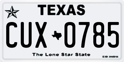 TX license plate CUX0785