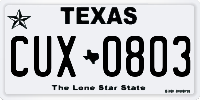 TX license plate CUX0803