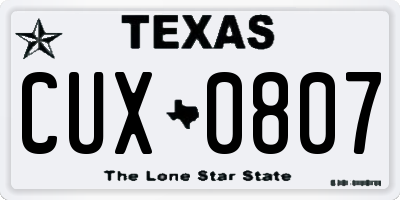 TX license plate CUX0807