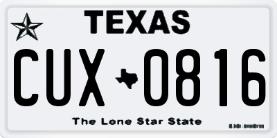 TX license plate CUX0816