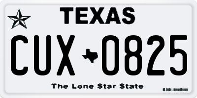 TX license plate CUX0825