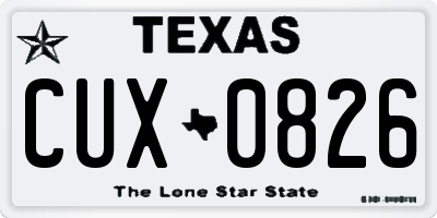 TX license plate CUX0826