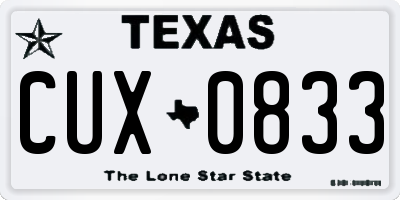 TX license plate CUX0833