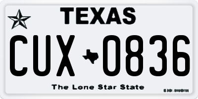 TX license plate CUX0836