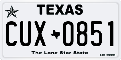 TX license plate CUX0851