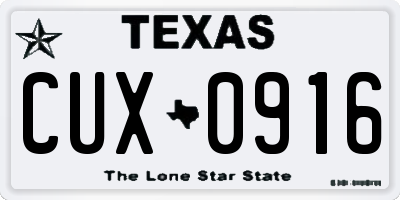 TX license plate CUX0916