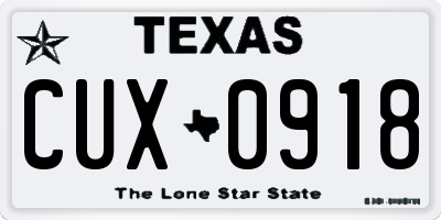 TX license plate CUX0918