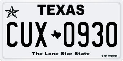 TX license plate CUX0930