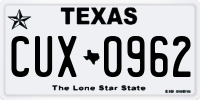 TX license plate CUX0962