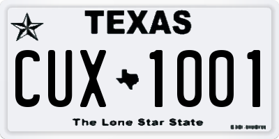 TX license plate CUX1001
