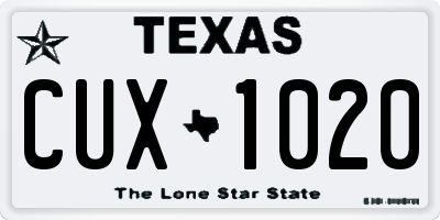 TX license plate CUX1020
