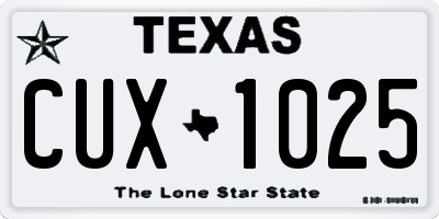 TX license plate CUX1025