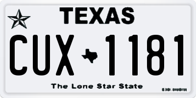 TX license plate CUX1181