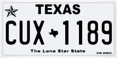 TX license plate CUX1189