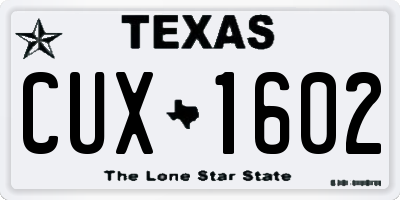 TX license plate CUX1602