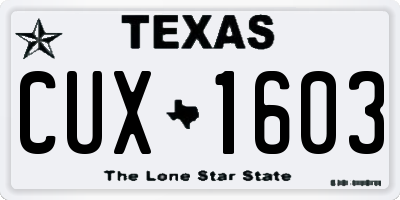 TX license plate CUX1603