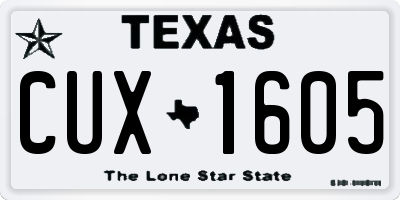 TX license plate CUX1605