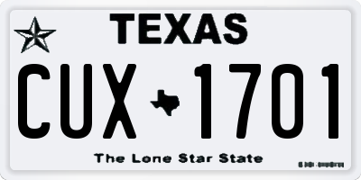 TX license plate CUX1701