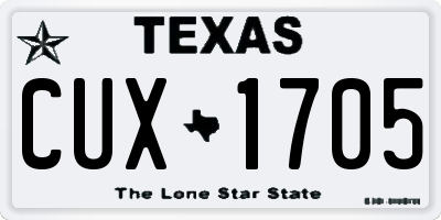 TX license plate CUX1705