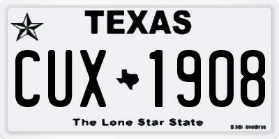 TX license plate CUX1908