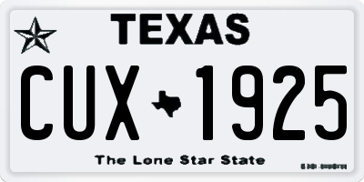 TX license plate CUX1925