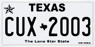 TX license plate CUX2003