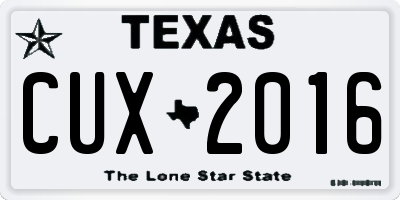 TX license plate CUX2016