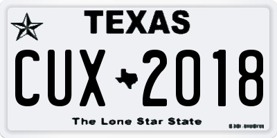 TX license plate CUX2018