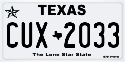 TX license plate CUX2033