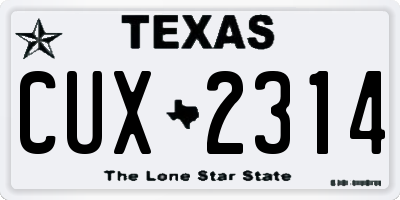 TX license plate CUX2314