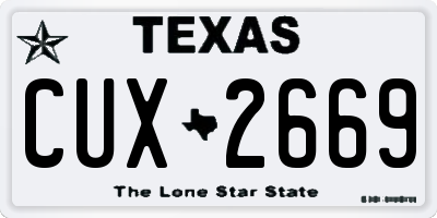 TX license plate CUX2669