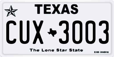 TX license plate CUX3003