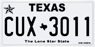 TX license plate CUX3011