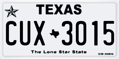 TX license plate CUX3015