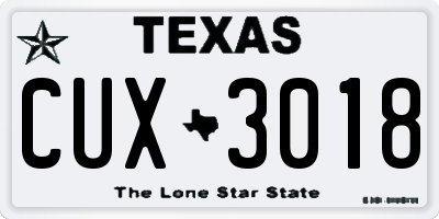 TX license plate CUX3018