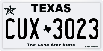 TX license plate CUX3023