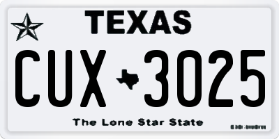 TX license plate CUX3025