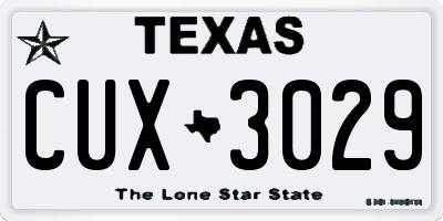 TX license plate CUX3029
