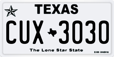 TX license plate CUX3030