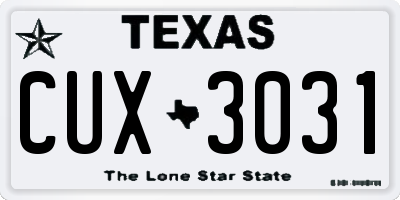 TX license plate CUX3031