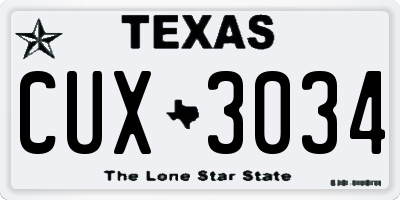 TX license plate CUX3034