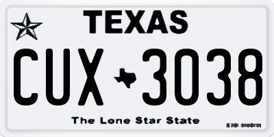 TX license plate CUX3038