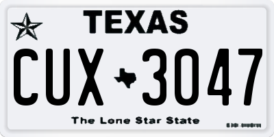 TX license plate CUX3047