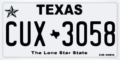TX license plate CUX3058