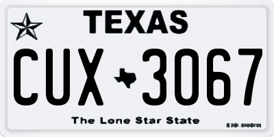 TX license plate CUX3067